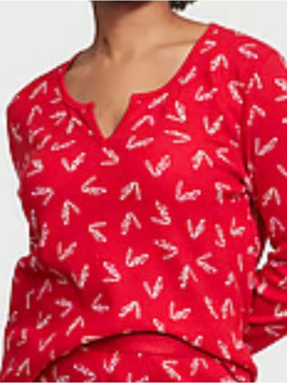 New Victoria’s Secret LOVE Thermal PJ Pajama top (L) V-Neck Long Sleeve Top NWT